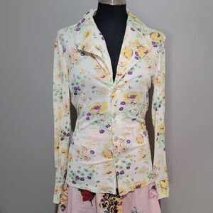 1970s Retro floral shirt with Statement Collar